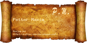 Petter Maxim névjegykártya